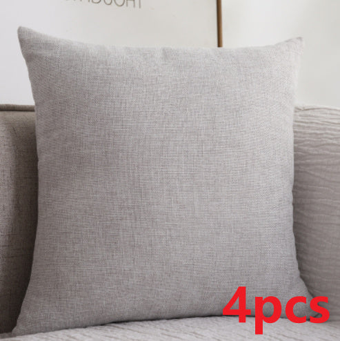 Plain Cotton Linen Sofa Cushion Thickened Square Pillow